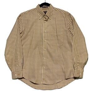 Nordstrom Button Up Shirt Men's Size Medium Brown Orange Plaid Long Sleeve